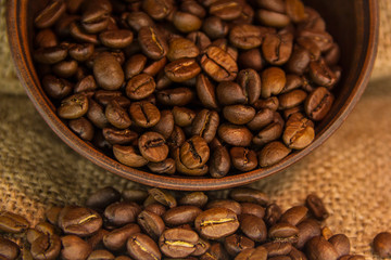 Fragrant coffee beans for morning coffee for breakfast