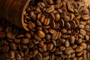 Fragrant coffee beans for morning coffee for breakfast