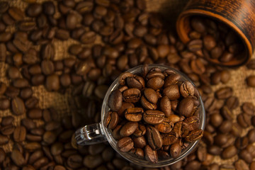 Fragrant coffee beans for morning coffee for breakfast