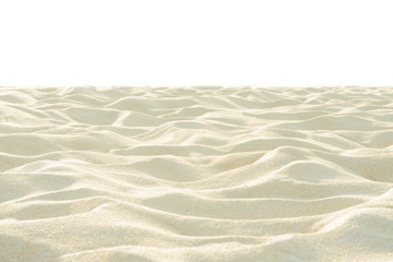 Fine beach sand in the summer sun on white.