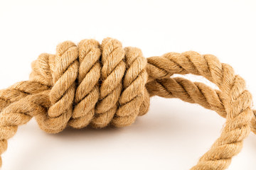 The gallows, a rope for hanging on a white background