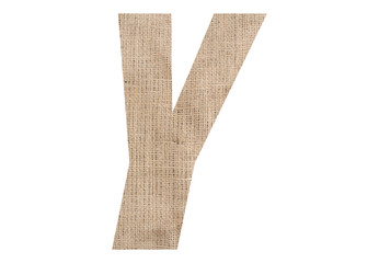 Letter Y with burlap texture on white background