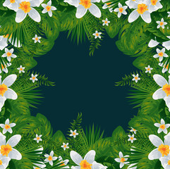 exotic tropical flowers and leafs pattern