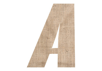 Fototapeta premium Letter A with burlap texture on white background