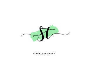 S T ST initial logo handwriting  template vector