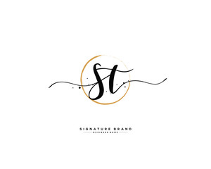 S T ST initial logo handwriting  template vector