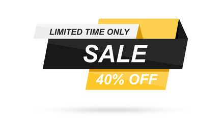 Sale banner template. Speech bubble. Abstract concept. Simple modern design. Black and yellow color. Special offer, black friday. Flat style vector illustration.