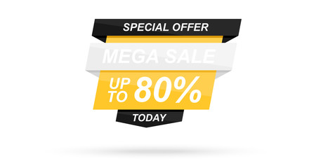 Sale banner template. Speech bubble. Abstract concept. Simple modern design. Black and yellow color. Special offer, black friday. Flat style vector illustration.