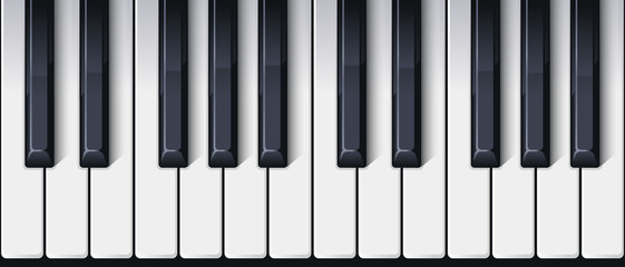 Piano keyboard seamless. Top view. Realistic detailed shaded piano keys. Simple beautiful design. Musical background. Music instrument. Flat style vector illustration. © Ihor