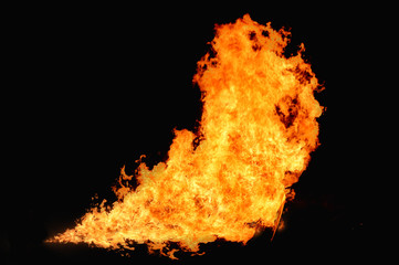 fire burning isolated with black background