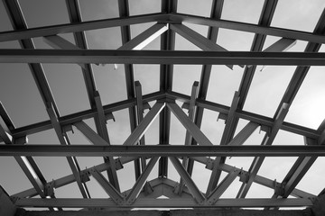 Structure of steel roof frame.