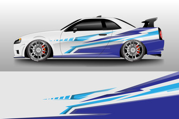 Obraz premium Car wrap graphic vector. Abstract stripe racing background kit designs for wrap vehicle, race car, rally, adventure and livery