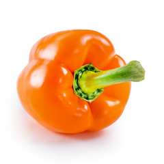 Fresh Orange pepper isolated on the white background. Food concept.
