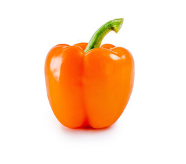Fresh Orange pepper isolated on the white background. Food concept.