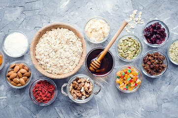 Ingredients for homemade granola