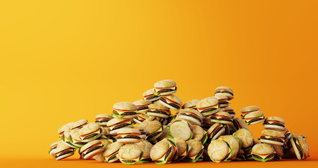Infinite hamburger background, original 3d rendering