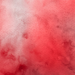 Red ink and watercolor texture on white paper background. Paint leaks and ombre effects. Hand painted abstract image.