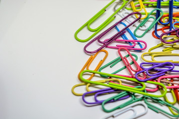 Colorful paper clips with white background
