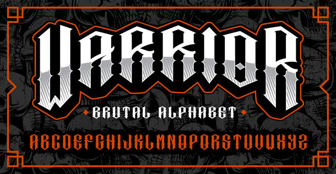 Warrior font, brutal typeface for themes such as biker, tattoo, rock and roll and many other.