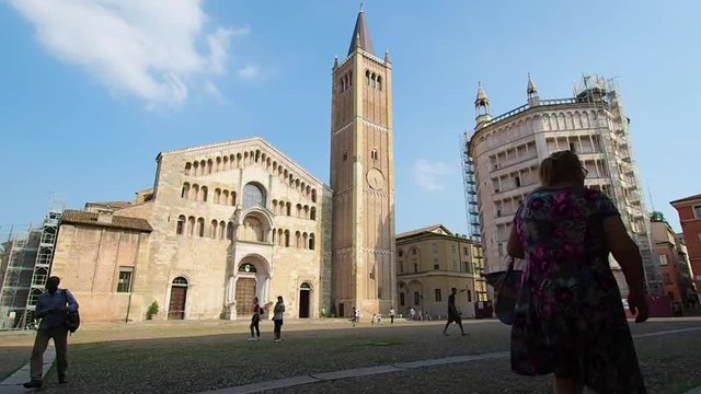 Piazza Duomo with the Cathedral and the Baptistery of Parma