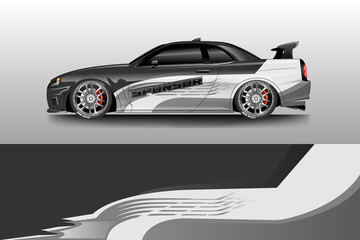 Car wrap livery decal vector , supercar, rally, drift . Graphic abstract stripe racing background . Eps 10  © Alleuy