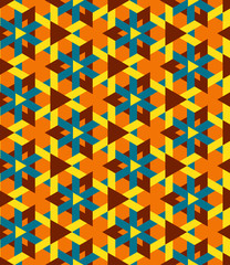 Many-colored decorative seamless geometrical pattern of triangles