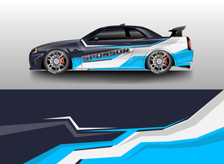 Obraz premium Car wrap livery decal vector , supercar, rally, drift . Graphic abstract stripe racing background . Eps 10 