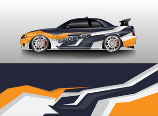 Car wrap livery decal vector , supercar, rally, drift . Graphic abstract stripe racing background . Eps 10 