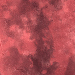 Red ink and watercolor texture on white paper background. Paint leaks and ombre effects. Hand painted abstract image.