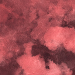 Red ink and watercolor texture on white paper background. Paint leaks and ombre effects. Hand painted abstract image.