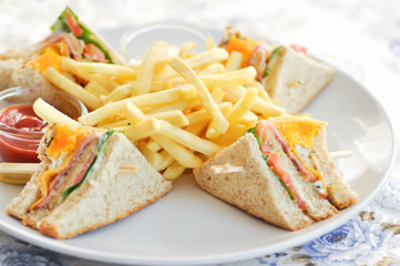 club sandwich or ham and egg sandwich