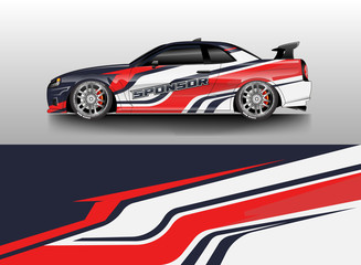 Obraz na płótnie Canvas Car wrap livery decal vector , supercar, rally, drift . Graphic abstract stripe racing background . Eps 10 