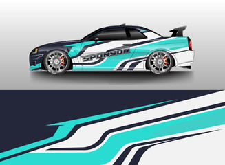 Obraz na płótnie Canvas Car wrap livery decal vector , supercar, rally, drift . Graphic abstract stripe racing background . Eps 10 
