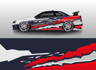 Car wrap livery decal vector , supercar, rally, drift . Graphic abstract stripe racing background . Eps 10 