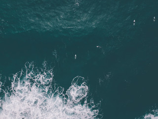 Aerial view from a surfer in a Surf Spot. Drone photo