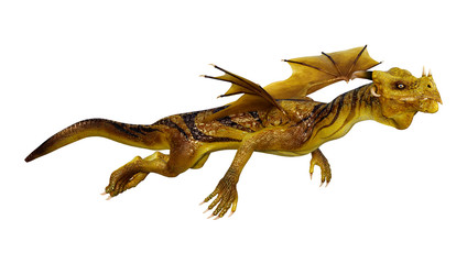 3D Rendering Fairy Tale Dragon on White