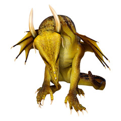 3D Rendering Fairy Tale Dragon on White