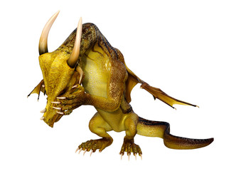 3D Rendering Fairy Tale Dragon on White