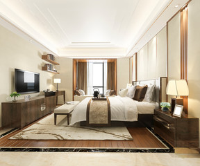 Fototapeta na wymiar 3d rendering luxury modern bedroom suite in hotel