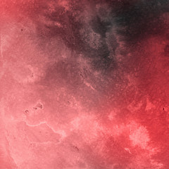 Red ink and watercolor texture on white paper background. Paint leaks and ombre effects. Hand painted abstract image.