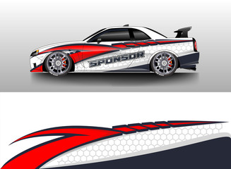 Car wrap livery decal vector , supercar, rally, drift . Graphic abstract stripe racing background . Eps 10  © Alleuy