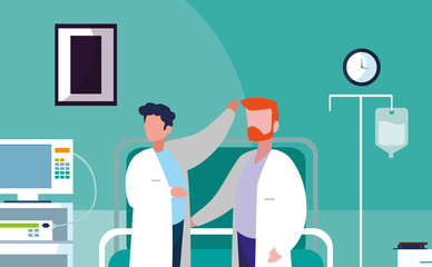 male medicine workers in operating theater