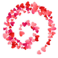 Red flying hearts bright love passion vector background.