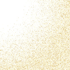 Gold sparkles glitter dust metallic confetti on white vector background.