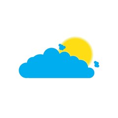 Sun vector drawing behind clouds