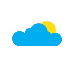 Sun vector drawing behind clouds
