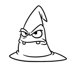 Obraz na płótnie Canvas Magic gray hat angry face emotions character cartoon illustration isolated image coloring page