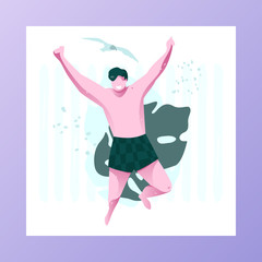 Smiling Man Jumping in Air