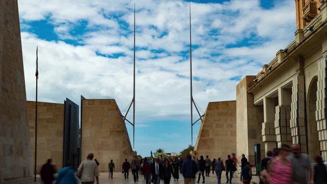 Time lapse view of the new Valletta City Gate in Malta