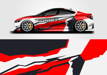 Fototapeta premium Sticker car design vector. Graphic abstract background designs for vehicle, race car, rally, livery 